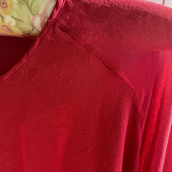 Vivienne Tam Red Silk Sheer Blouse Puffy Sleeves Vintage 90s - Picture 7 of 8